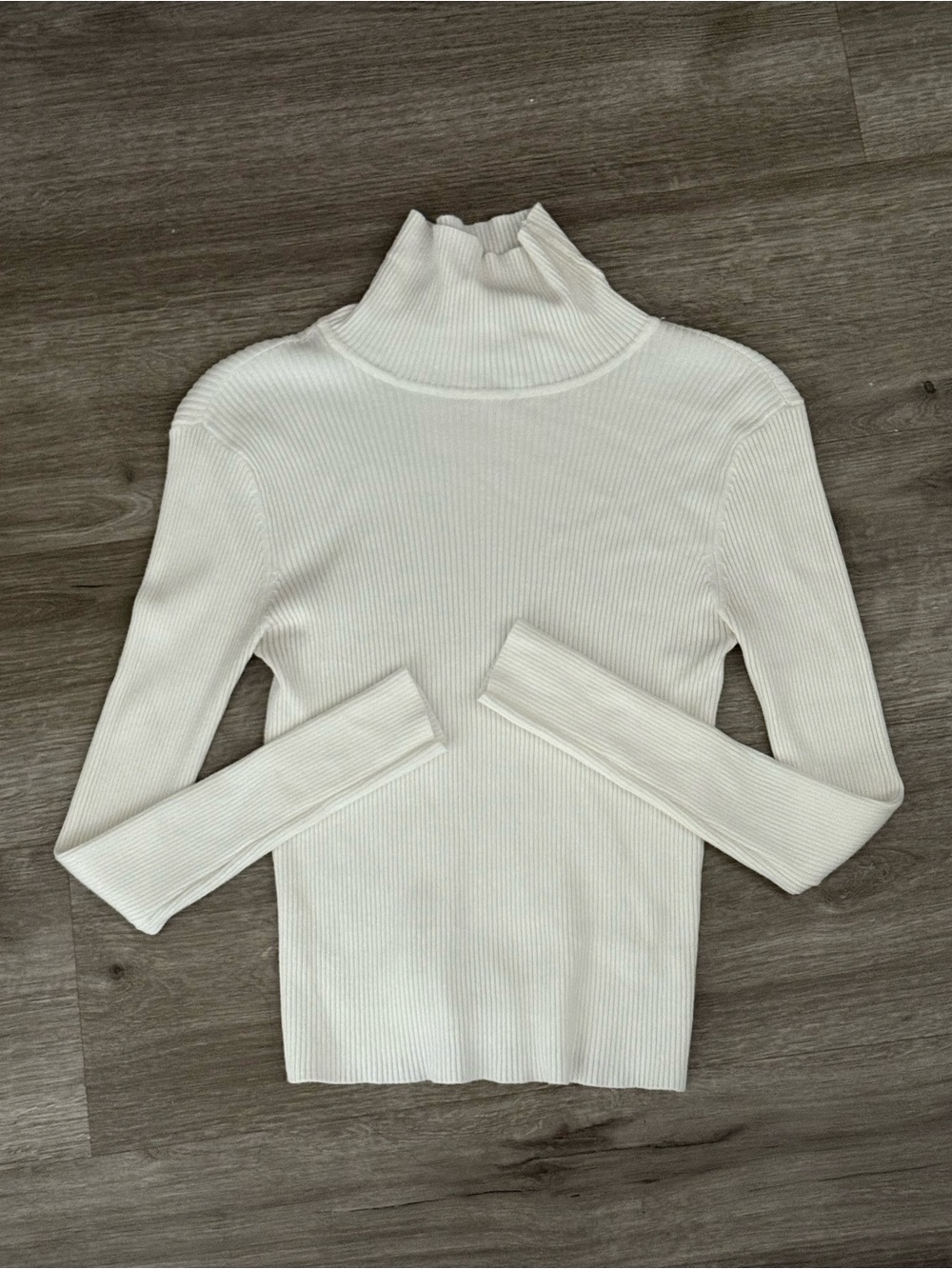 White Ribbed Turtleneck Sweater